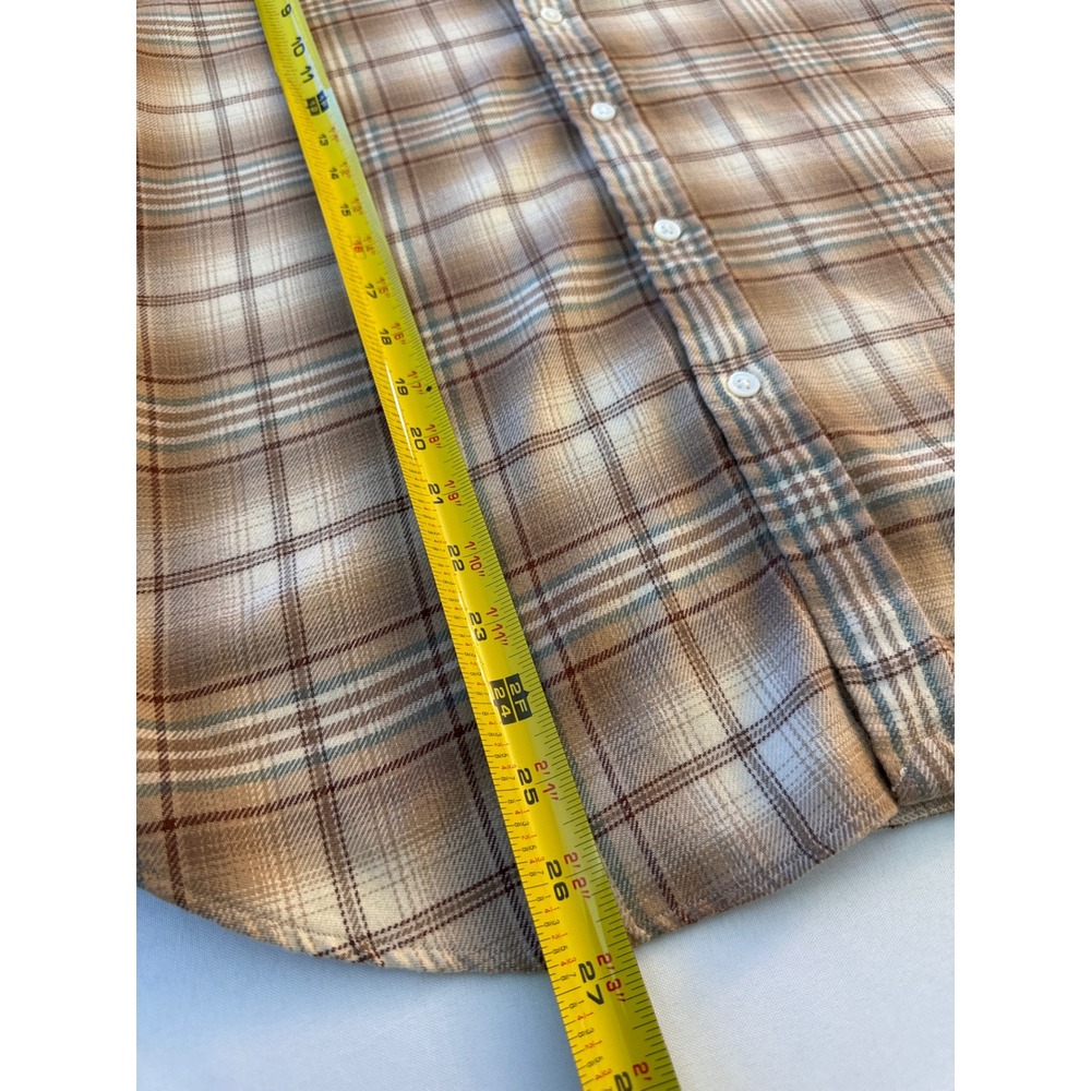Ralph Lauren Mens Large Tan Brown Plaid Cotton Button Down Shirt Pony Logo - Picture 9 of 16